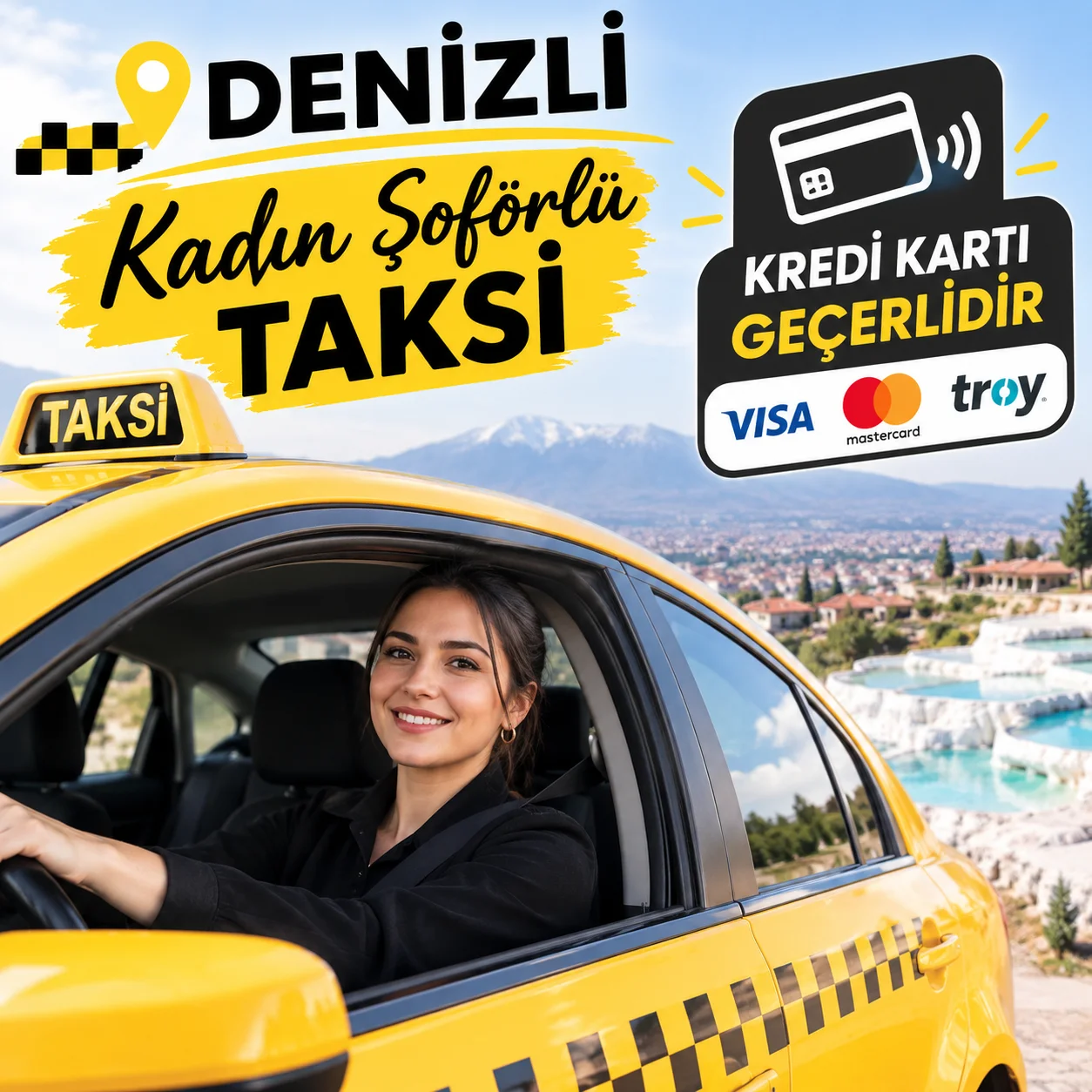 Denizli Kadın Taksi 7/24 Kadın Şoför Güvenli Ulaşım